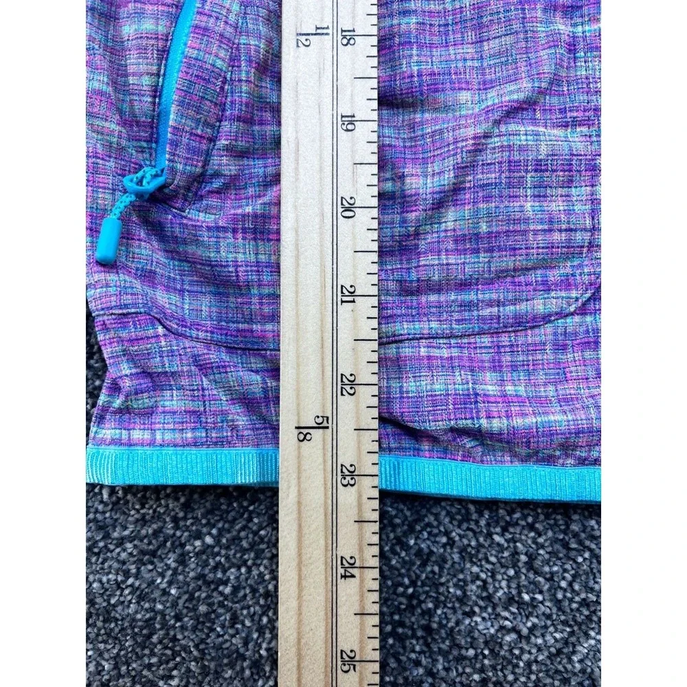 Ivivva Girls Hooded Lightweight Zip-Up Jacket Size 12 Purple & Turquoise‎ Plaid
